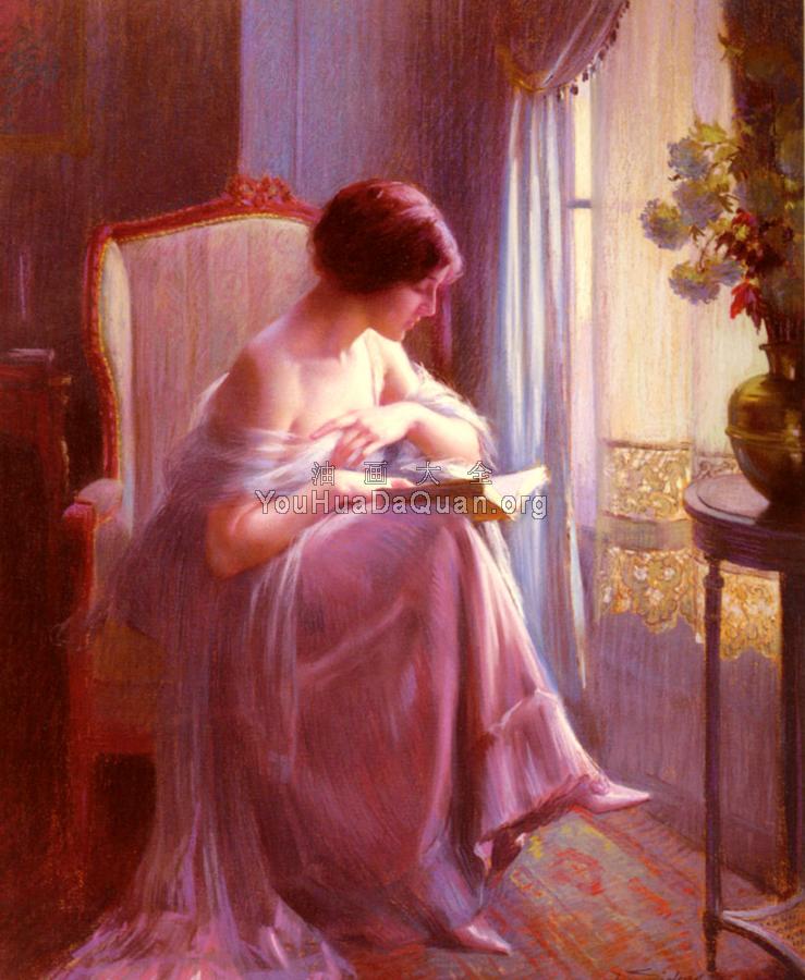 Young Woman Reading By A Window - 德尔菲恩·恩霍拉斯